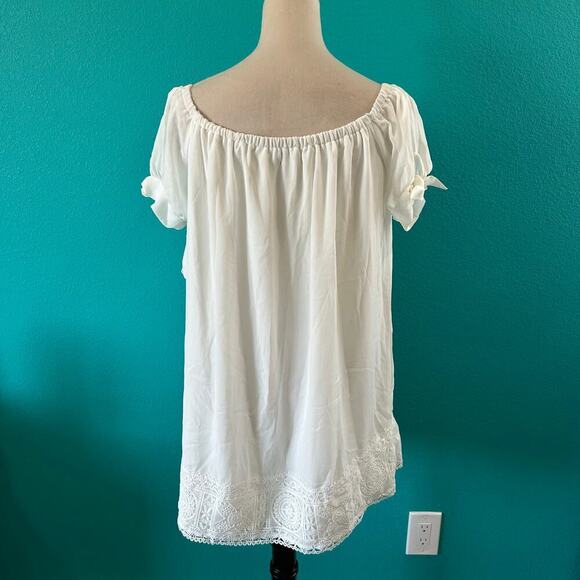 NWT Lulus Moment In The Sun White Lace Off-the-Shoulder Mini Dress Size M - Picture 4 of 8